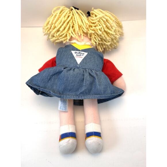 Oshkosh B'Gosh Girl Doll 13" Plush Denim Dress Shirt Blonde Stuffed Toy - Picture 4 of 7